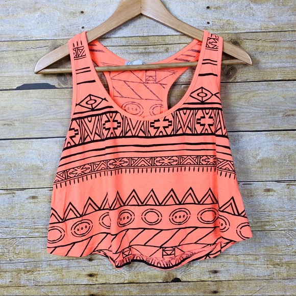 Forever 21 Tops - Forever 21 Crop Top Black Pattern Orange